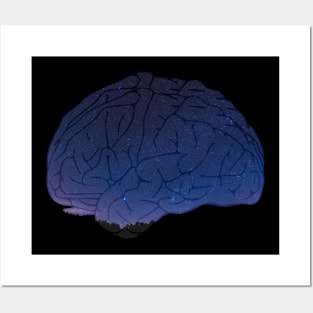 night sky brain silhouette Posters and Art